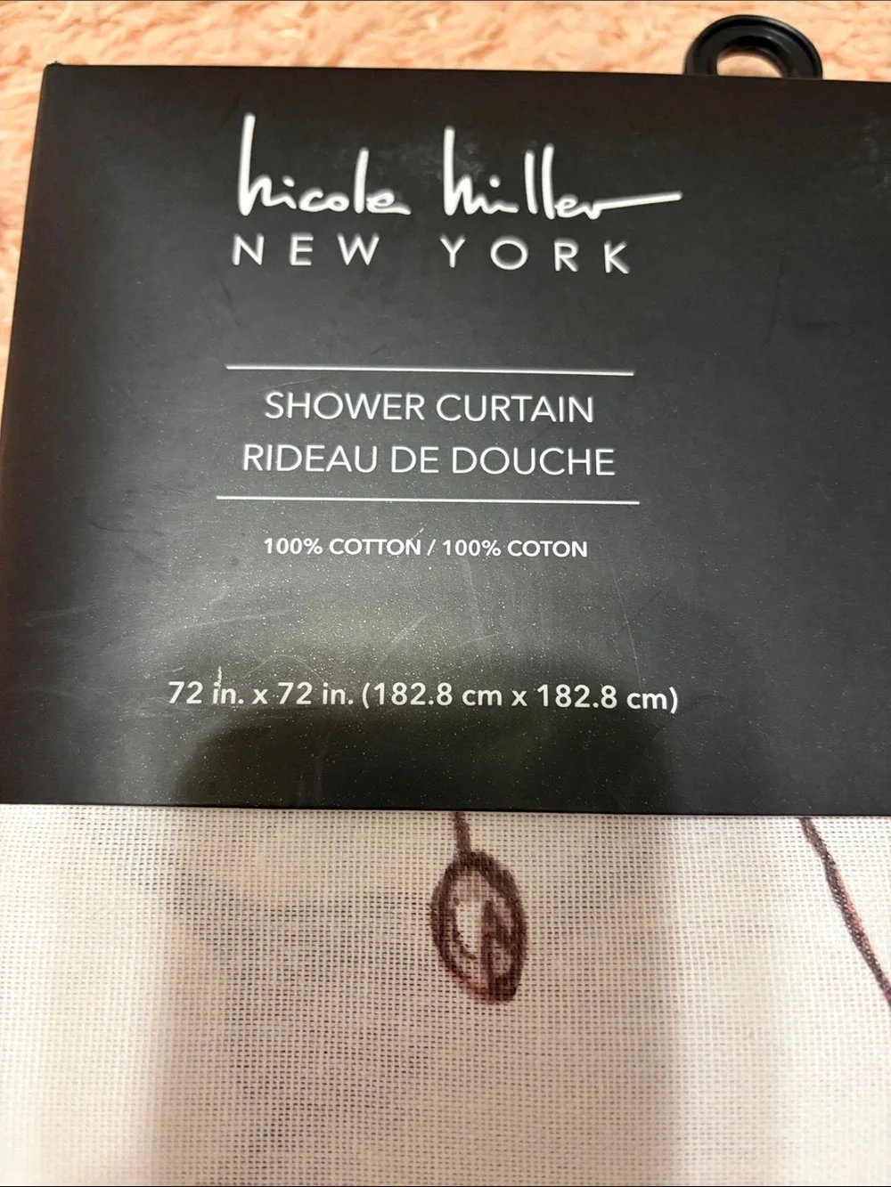NWT Nicole Miller NY Shower Curtain Lymx Lily Blush 100% Cotton 72” x 72”